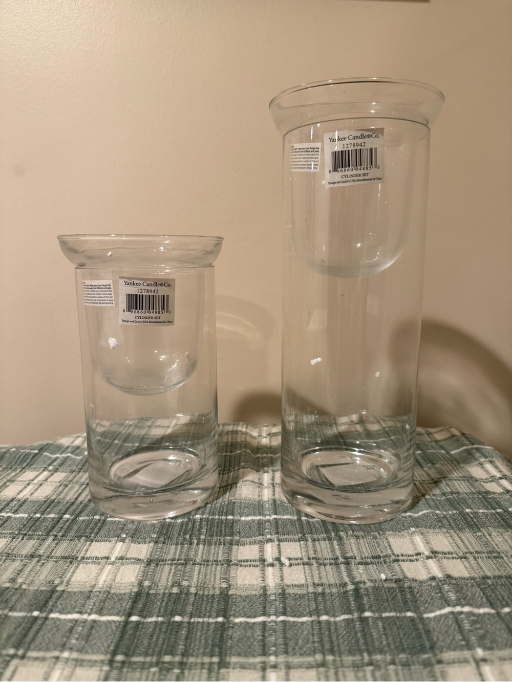 Yankee Candle Clear Glass Cylinder Vases - Clear Set of 2